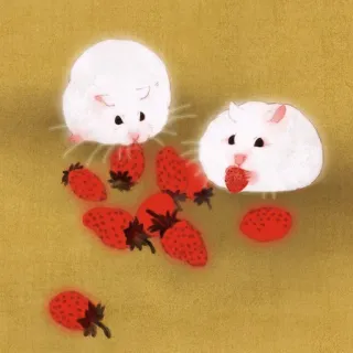 🐹 4268c5a1 แฮมสเตอร์, สตรอเบอร์รี่, น่ารัก, สัตว์, อาหาร, สัตว์ฟันแทะ telegram sticker