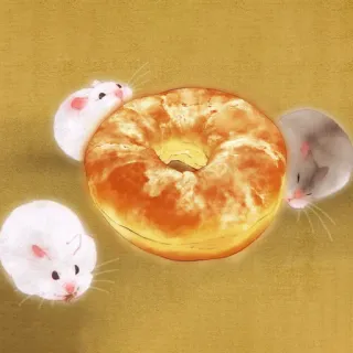 🐹 b46240e7 แฮมสเตอร์, โดนัท, อาหาร, สัตว์, น่ารัก, คาวาอิ telegram sticker