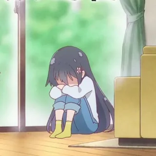 ❄️ 430d5e59 triste, llorando, anime, chica, solitaria, dibujos animados telegram sticker