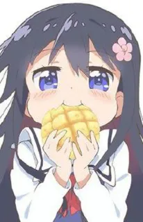 ❄️ 4512723d anime, chica, linda, comiendo, pan de melón, kawaii telegram sticker
