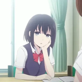 🖇 1717a6b9 Аниме, Девочка, Школьная форма, Сидит, Милая telegram sticker
