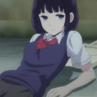 🖇 181dc242 Аниме, Девочка, Школьная форма, Короткие волосы, Грустный telegram sticker