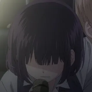 🖇 184490ba Аниме, Девушка, Микрофон, Грустный, Расстроенный telegram sticker