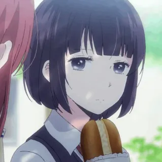 🖇 4ef5b0ed Аниме, Девушка, Грустно, Еда, Булочка telegram sticker