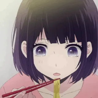 🖇 63b04c3c Аниме, Девушка, Ест, Лапша, Палочки telegram sticker