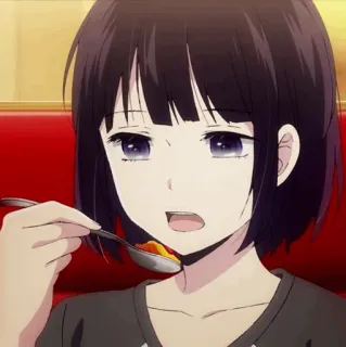 🖇 68b5e723 Аниме, Девушка, Ест, Еда, Ложка telegram sticker