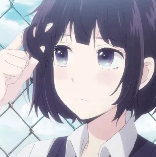 🖇 98c8553f Аниме, Девочка, Школьная форма, Милая, Персонаж, Забор telegram sticker