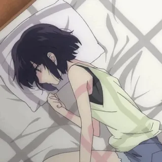 🖇 d994200f Аниме, Девочка, Спит, Кровать, Грустно, Персонаж telegram sticker