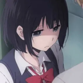 ✨ 69ee1b30 애니메이션, 소녀, 슬픈, 제복, 일본, 여고생 telegram sticker