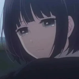 ✨ de53bddd 애니메이션, 슬픈, 소녀, 울음, 검은 머리 telegram sticker