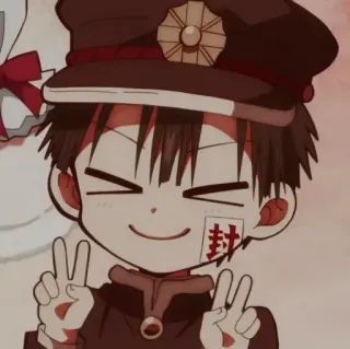 😄 762f1245 Hanako Toilet-Bound Hanako-kun Anime, Manga, Hanako, Toilet-Bound Hanako-kun, simbol perdamaian, imut telegram sticker