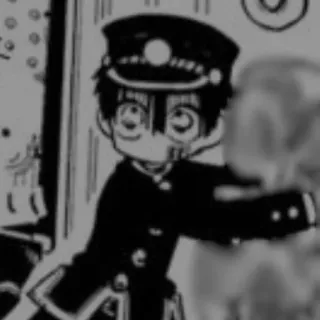 🫂 5c49e176 Hanako Toilet-bound Hanako-kun 애니메이션, 만화, 교복, 유령, 흑백, Hanako-kun telegram sticker