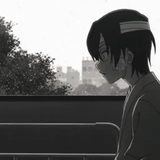 🖇 84f43404 Аниме, Мультфильм, Персонаж, Черно-белый telegram sticker