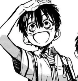 🗒 01e7a8f3 Amane Yugi Toilet-bound Hanako-kun anime, manga, school uniform, smile, black hair whatsapp sticker