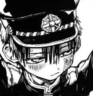 🗒 1e0e6b8d Hanako-kun Toilet-bound Hanako-kun anime, manga, hanako-kun, toilet-bound hanako-kun, character, black and white whatsapp sticker