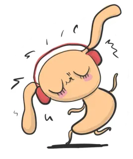 🎵 98c7886a ウサギ, ウサギ, ヘッドホン, ダンス, アニメ, 動物, 音楽 telegram sticker