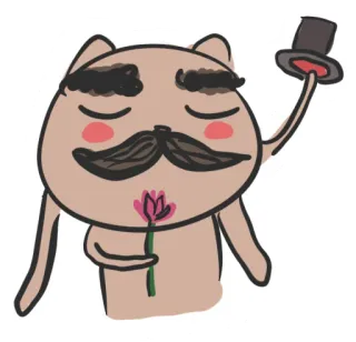👍 ce034537 漫画, 可愛い, 動物, 帽子, 花, ウサギ telegram sticker