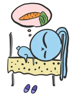 😴 dbf09587 睡眠, にんじん, 夢, ベッド, 漫画, 風変わり, かわいい telegram sticker