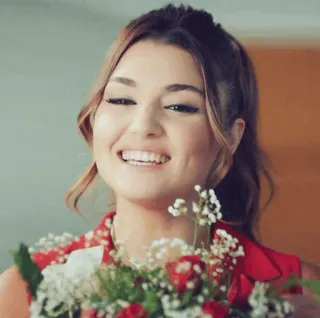 💐 c9667887 vrouw, bloem, glimlach, vreugde, geluk, viering, boeket telegram sticker