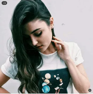 ▫️ e683df8f femme, fille, espace, planètes, portrait, galaxie telegram sticker