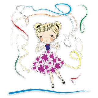 😭 cddcd403 kreskówka, dziewczyna, sukienka, kwiaty, blondynka, warkoczyki, wstążka telegram sticker