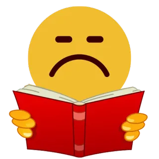 📔 75e185a8 이모지, 독서, 슬픈, 책, 노란색, 얼굴, 표정 telegram sticker