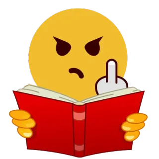 📔 d2788f38 이모지, 가운데 손가락, 책, 화난, 무례한, 불쾌한 telegram sticker