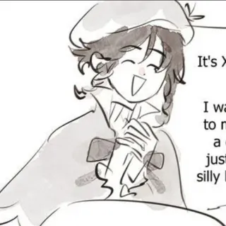 ☁️ 796da3b7 It's X
I wa
to m
a
just
silly l аниме, мультфильм, эскиз, рисунок, счастливый telegram sticker