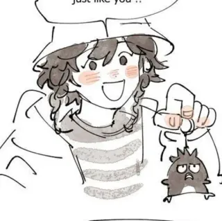 ☁️ 84c869bc just like you !! Аниме, Счастливый, Персонаж, Мультфильм, Рисунок, Иллюстрация telegram sticker