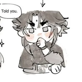 ☁️ f5e3d5eb Told you. Аниме, Мультфильм, Чиби, Облачко речи, Я же говорил, Милый telegram sticker