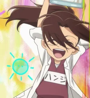 🌻 9931ead3 Hange Zoe Attack on Titan ハンジ Anime, Scienziato, Personaggio, Occhiali, Camice da laboratorio telegram sticker