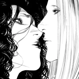 👥 89fcea75 Манга, Рисунок, Иллюстрация, Портрет, Черно-белое, Аниме whatsapp sticker