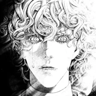 😭 b76479bb рисунок, манга, грустно, аниме, слёзы, кудрявые волосы whatsapp sticker