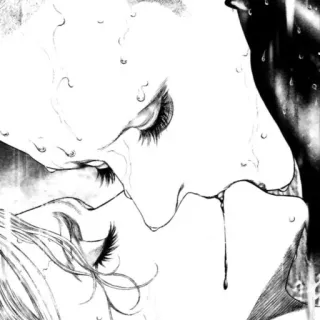 ❤️ eb5f8395 поцелуй, дождь, романтика, любовь, пара, манга, аниме whatsapp sticker