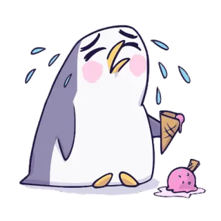 😢 656ba1d7 пингвин, мороженое, милый, наклейка, лето, жара telegram sticker