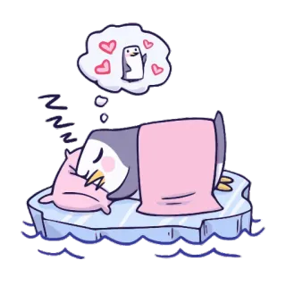 🐧 72b78f84 пингвин, сон, мечта, айсберг, милый, мультфильм, животное telegram sticker