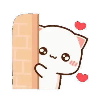 🥹 2bbc402f cat, cute, hearts, peeking, kawaii telegram sticker