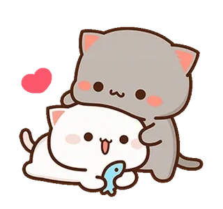 🥰 721ec14c cat, cute, cartoon, love, couple, fish telegram sticker