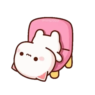 🙃 ae6f8f3b cute, animal, kawaii, pink, white, cat, cartoon telegram sticker