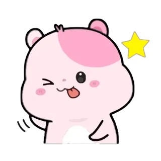 😜 15b82fbe hamster, cute, cartoon, animal, kawaii, star, pink, winking telegram sticker