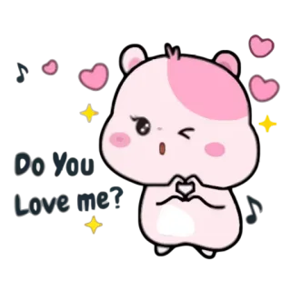 😉 640adfde Do You Love me? hamster, love, cute, hearts, kawaii, cartoon telegram sticker