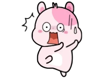😱 6648f665 hamster, cartoon, scared, pink, cute, animal, expression telegram sticker