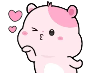 😘 a6365578 cartoon, animal, hamster, love, heart, cute, kiss, pink telegram sticker
