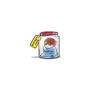 😒 d9ac11f1 NAUGHTY JAR いたずら, 瓶, 漫画, 子供, 赤ちゃん, 面白い whatsapp sticker