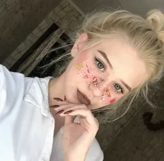 🌈 64da1d62 faccia, trucco, brillantini, filtro, stelle, cuori, carino whatsapp sticker