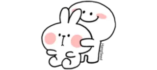🙂 c045a755 mignon, dessin animé, lapin, amitié, câlin whatsapp sticker