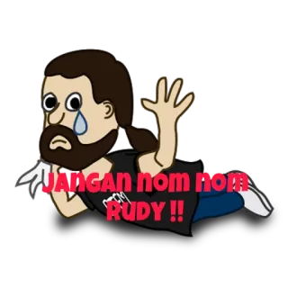 😭 fa568ddd Rudy JANGAN nom nom RUDY !! dibujos animados, llorando, hombre, indonesio, ñam ñam telegram sticker