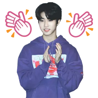 👏 d9a67438 han jisung, kpop, stray kids, autocollant fan, applaudissements, célébrité telegram sticker