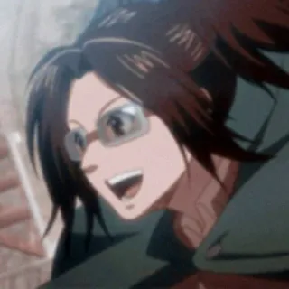 🦦 5d36ba89 Hange Zoë Attack on Titan Hange Zoë, Anime, L'Attacco dei Giganti, Personaggio, Occhiali telegram sticker