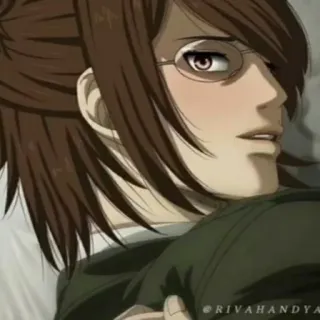 🦦 63f7834e Hange Zoë Attack on Titan Hange Zoe, L'Attacco dei Giganti, Anime, Personaggio, Occhiali telegram sticker